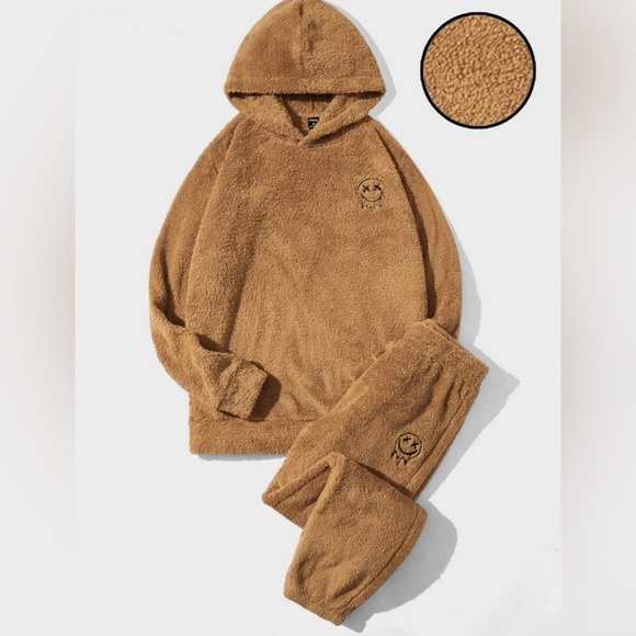 Tracksuits Size Large Men Outfit Joggers New Sweatshirt 2 Piece Fuzzy Hoodie - Picture 1 of 2